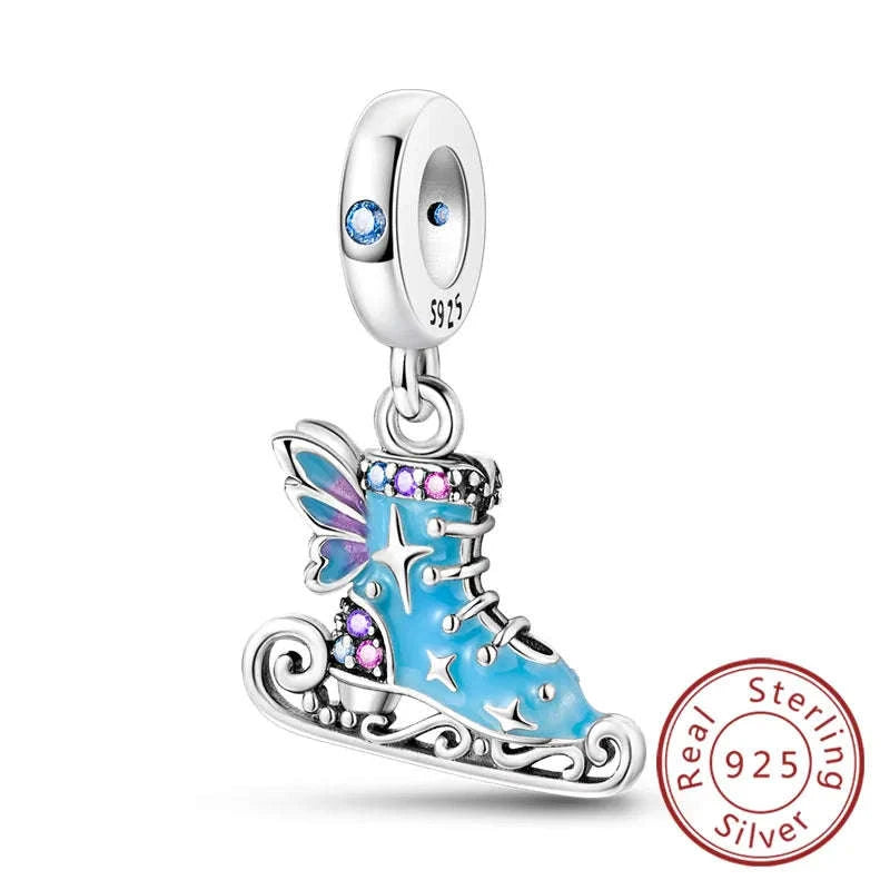 925 Sterling Silver Pink Bow Perfume Bottle Charm Bead-KTC685