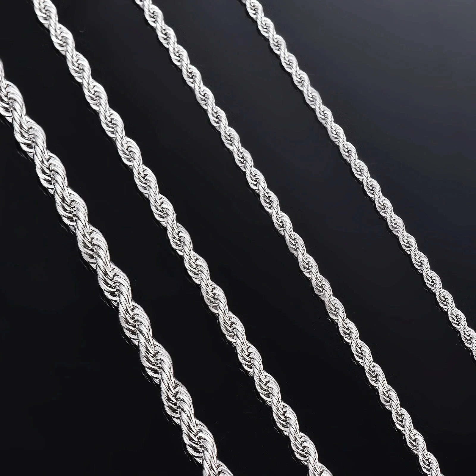 925 Sterling Silver Rope Chain Necklace or Bracelet-Length 60cm / 4mm