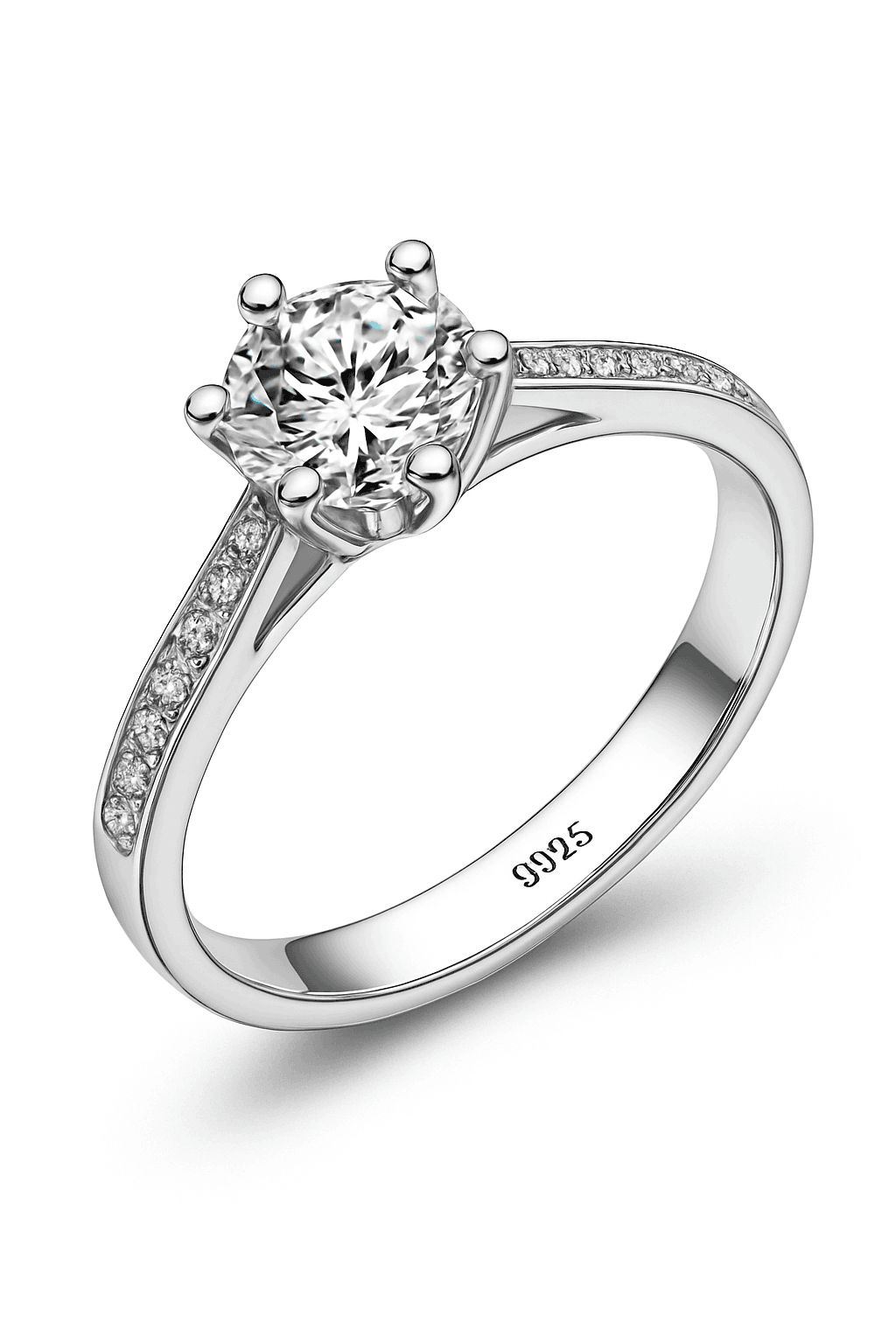 925 Sterling Silver Six-Claw Zircon Ring for Timeless Shine-5