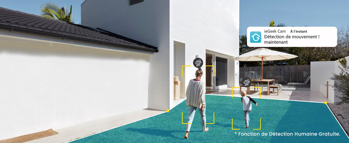 ieGeek 5MP Wireless Outdoor WiFi Surveillance Camera, Solar Camera, 360 Degree Camera, Human PIR Detection, Colour Night Vision