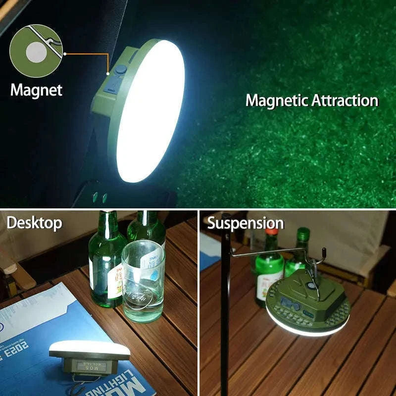 9900mAh Rechargeable Camping Lantern with Magnet and USB Charging-Green-MOS-13-Y