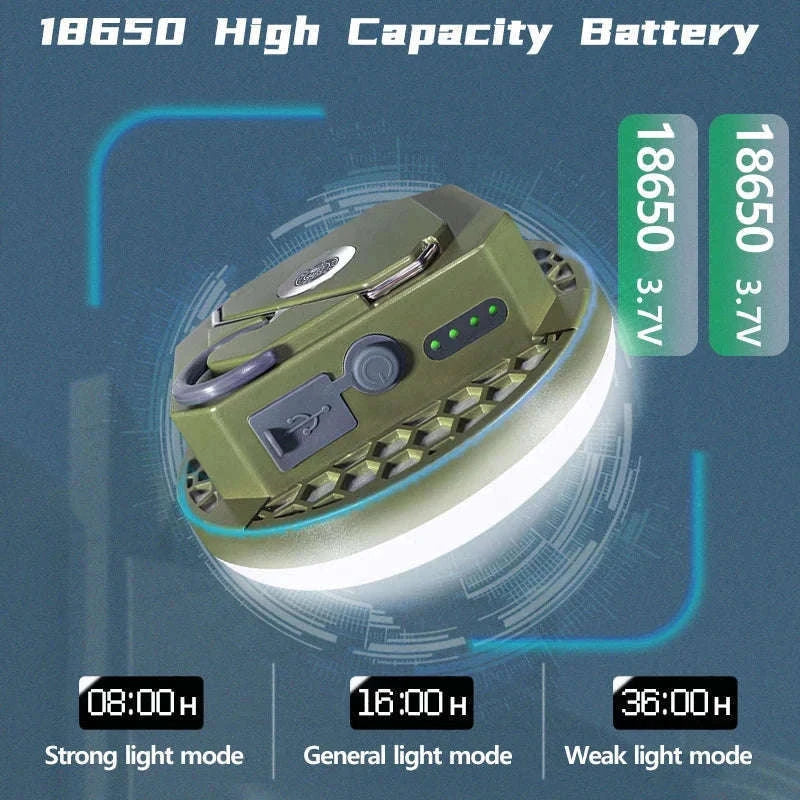 9900mAh Rechargeable Camping Lantern with Magnet and USB Charging-Green-MOS-13-Y
