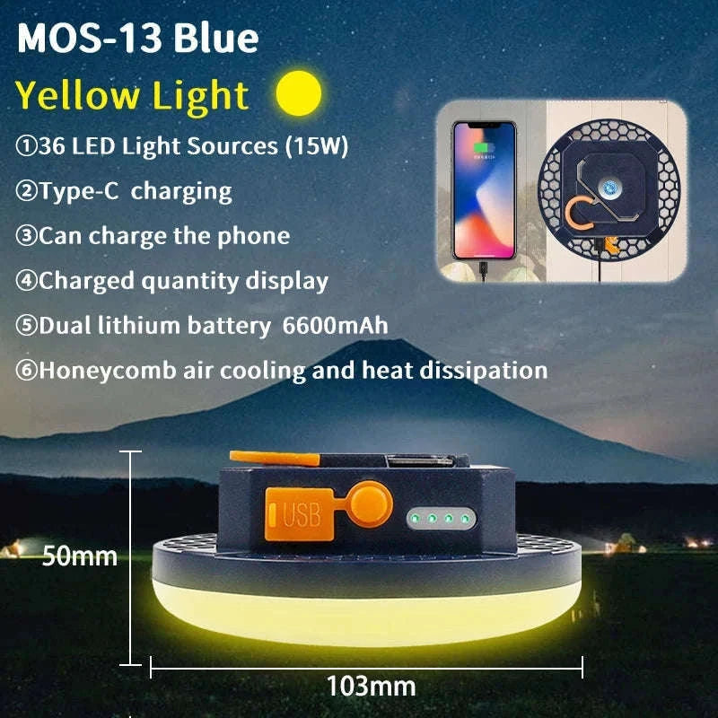 9900mAh Rechargeable Camping Lantern with Magnet and USB Charging-Green-MOS-13-Y