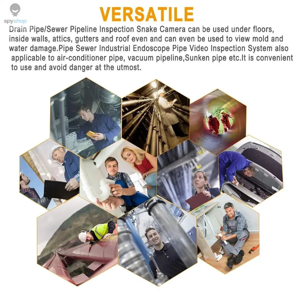 9" DVR 20/30/50/100M HD Screen SYANSPAN Pipe Inspection Camera,7mm Diameter IP68 Drain Sewer Pipeline Video Industrial Endoscope Spy-shop.com