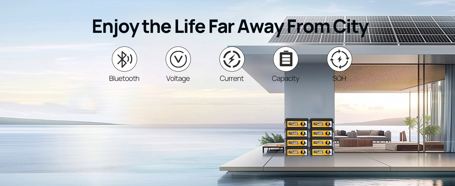 12V 280Ah LiFePO4 baterie pro obytný vůz 3584Wh s Bluetooth a 200A BMS