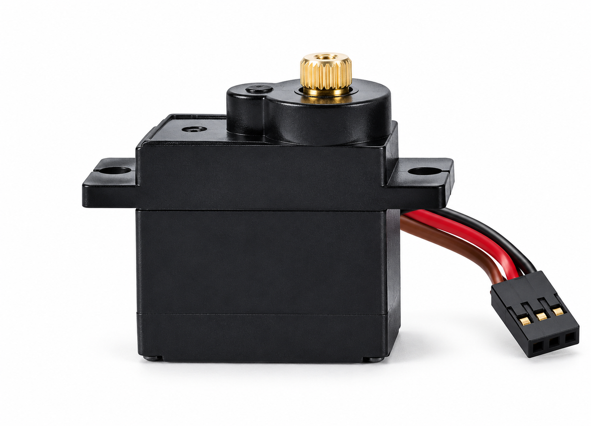 Black RC 9g digital servo on white background