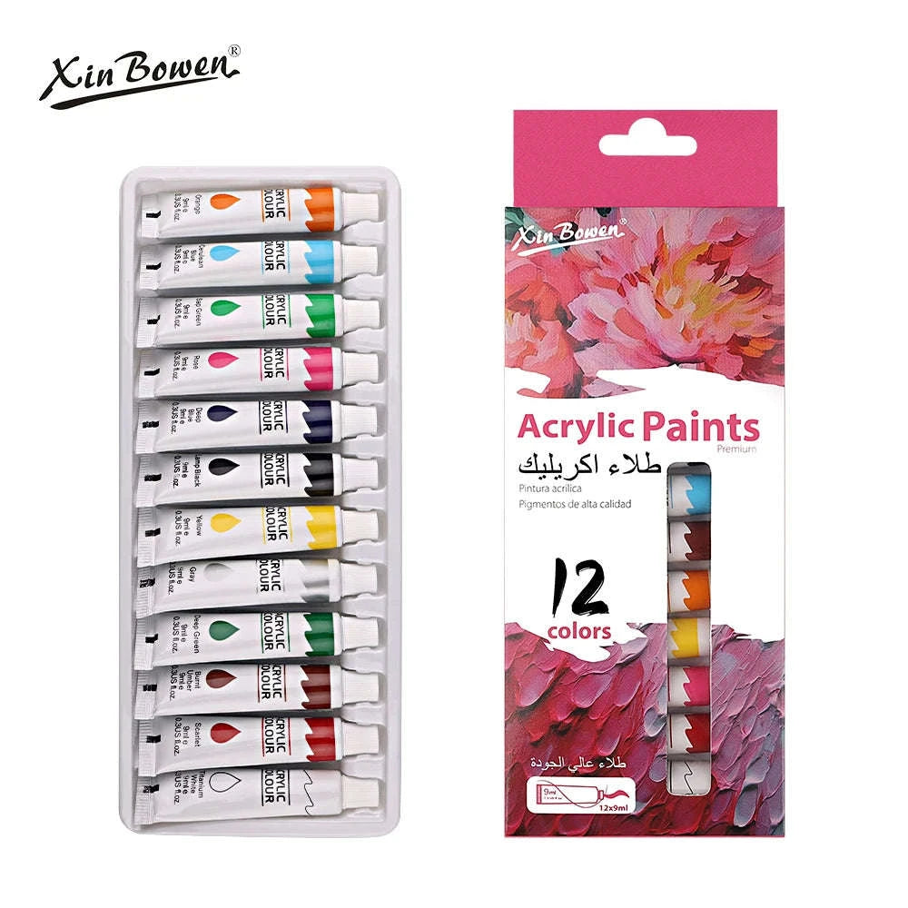 9mL Acrylic Pigment Set for Student Art & Graffiti Painting-12 Colors