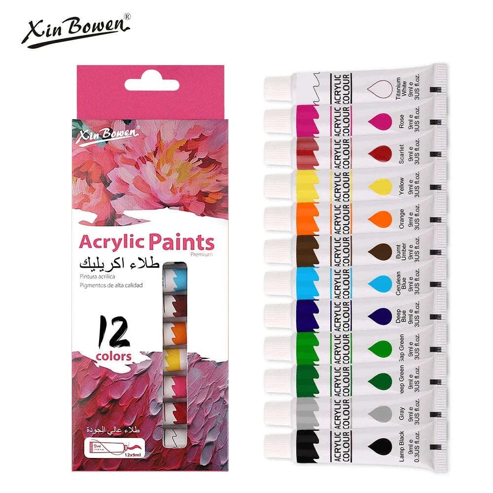 9mL Acrylic Pigment Set for Student Art & Graffiti Painting-12 Colors