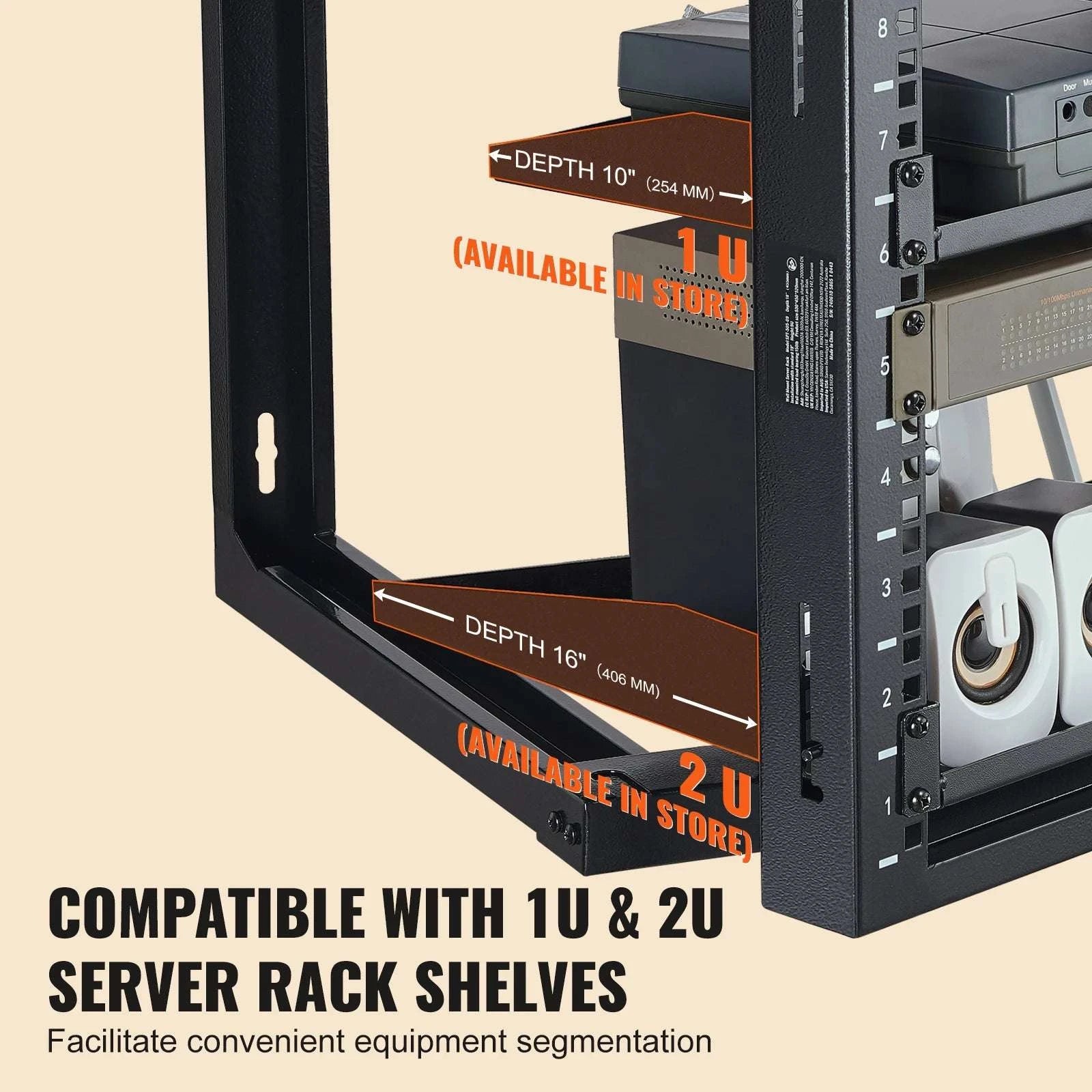 9U Wall Mount Server Rack 19 Inch Open Frame 150 lb Capacity-530 x 450 x 520 mm / spain