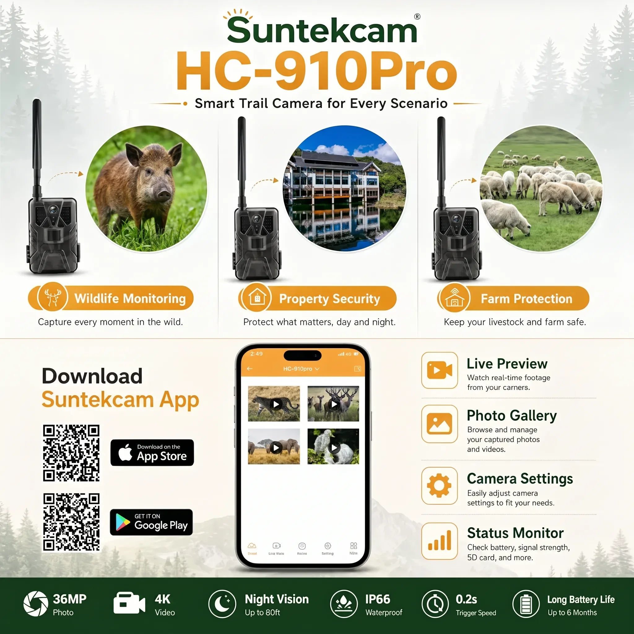 4G Trail Camera with APP Live Video, 4K Recording, 30MP Photos