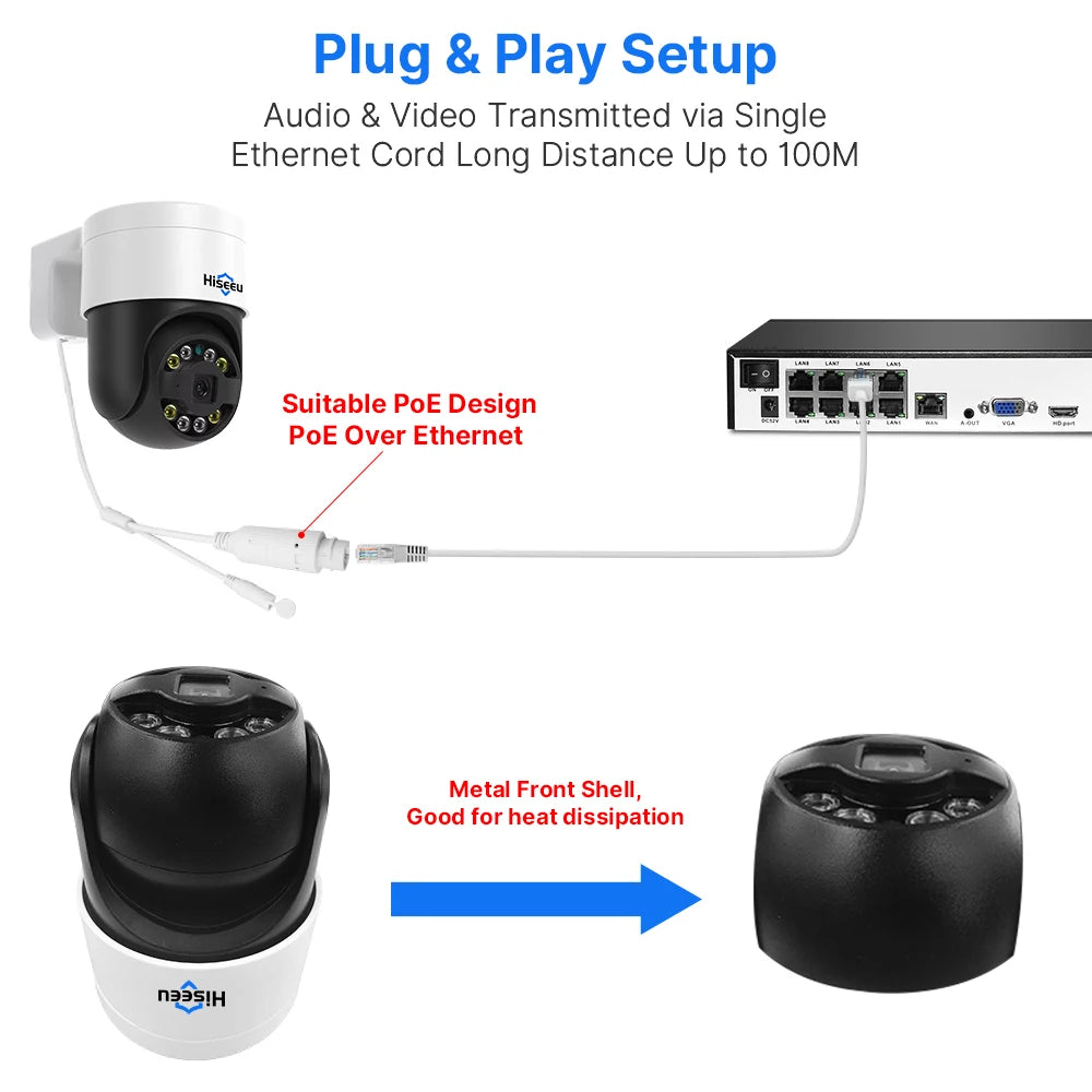 8MP 4K POE PTZ IP Camera with Color Night Vision