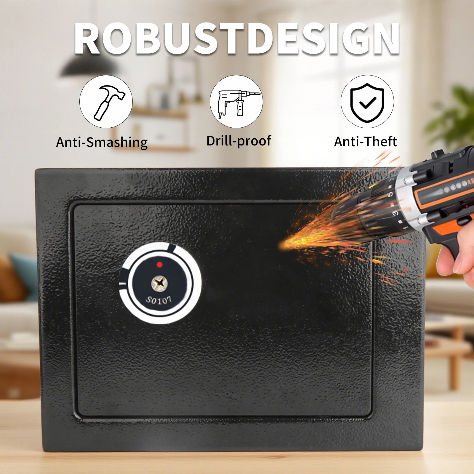 Cassaforte compatta con serratura a chiave e struttura in acciaio