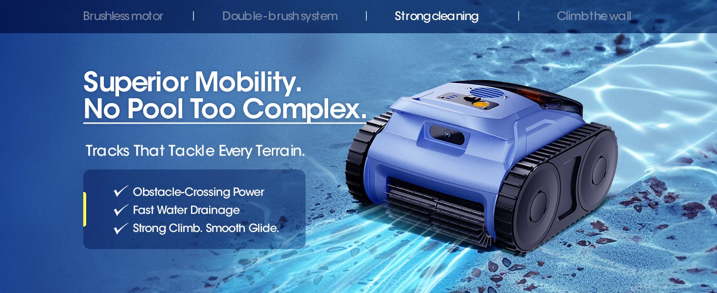 Cordless Robotic Pool Vacuum 150 Min Runtime 2000 sq.ft Coverage