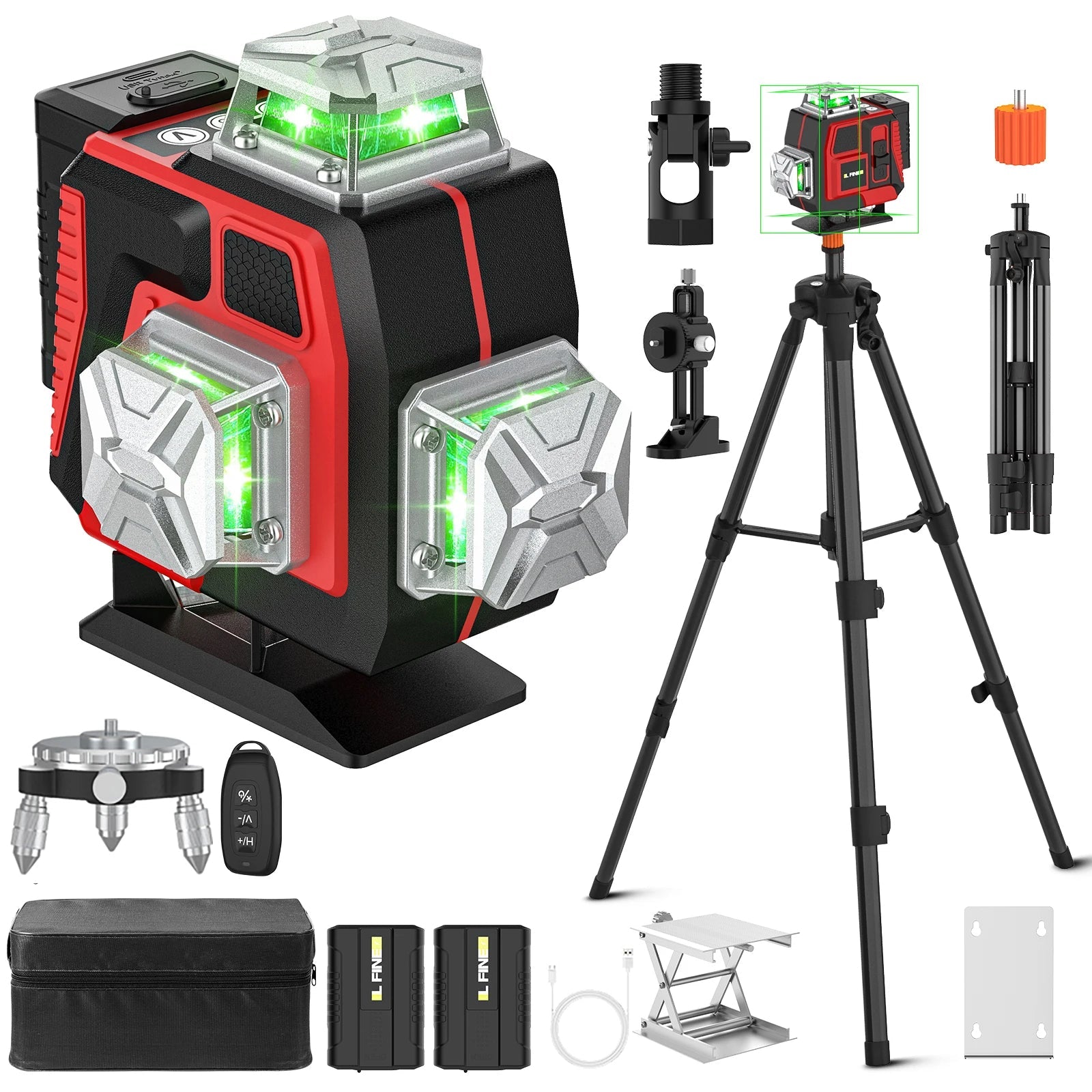 16 Lines Laser Level With 1.2M Tripod Green Line SelfLeveling 360 Horizontal And Vertical Remote Control Green Beam Laser Levels