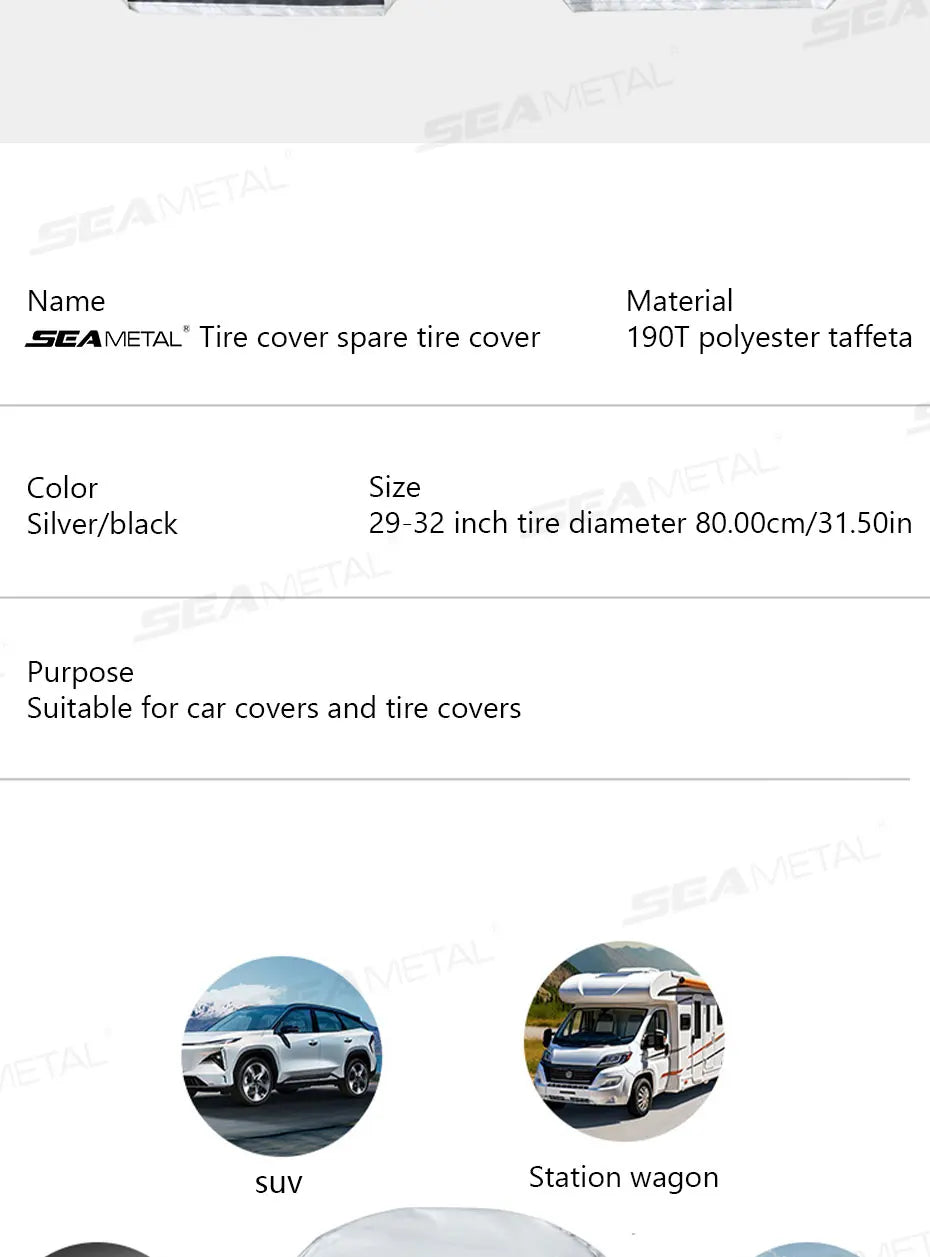 SEAMETAL Car Wheel Tire Cover for 29-32in Universal Waterproof Dustproof Tyre Protection Cover Full Wrapped Tire Storage Bag