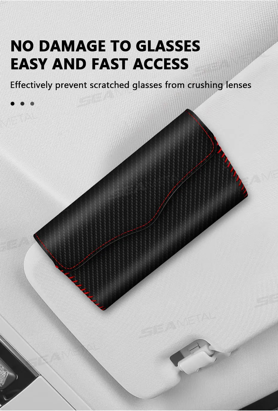 SEAMETAL Car Sun Visor Glasses Case Soft Lining Scratch-Free Suede Sunglasses Protector Box Magnetic Stable Eyeglasses Holder