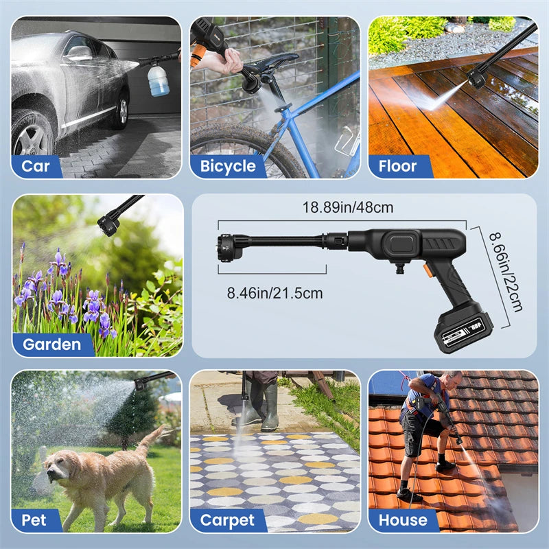 6 v 1 vysokotlakový čistič 60Bar s batériou 20000mAh