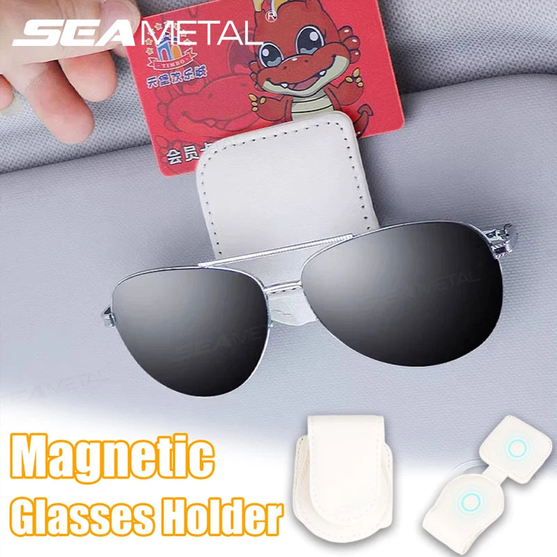 SEAMETAL Mini Car Glasses Holder Magnetic Stable Sun Visor Sunglasses Clip Glasses Storage Clip Universal Auto Eyeglasse Holder