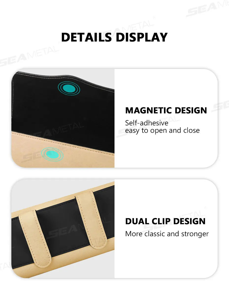 SEAMETAL Car Sun Visor Glasses Case Soft Lining Scratch-Free Suede Sunglasses Protector Box Magnetic Stable Eyeglasses Holder
