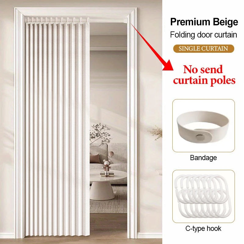 Foldable Door Curtain with Hooks, Privacy and Thermal Insulation