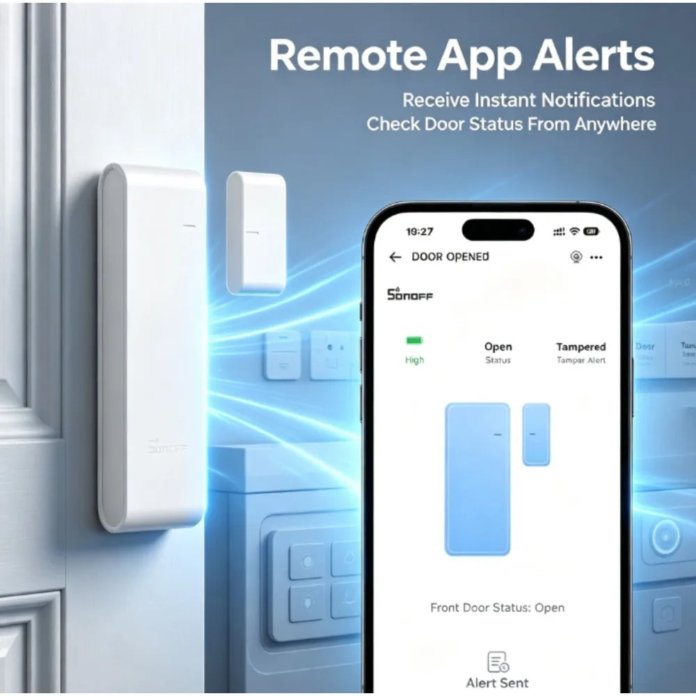 Capteur Intelligent Zigbee 6-en-1 Porte Fenêtre Ouverture/Fermeture avec Application Alerte Instantanée, Alarme de Mutation & Historique, Installation Sans Perçage pour Sécurité Domestique