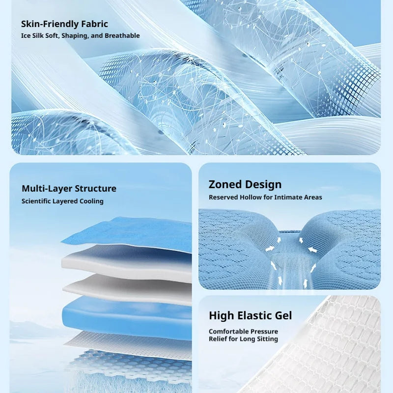 SEAMETAL Gel Car Seat Cushion Summer Breathable Cooling Seat Cushion Ergonomics Absorb Pressure Universal for Car/Office/Home
