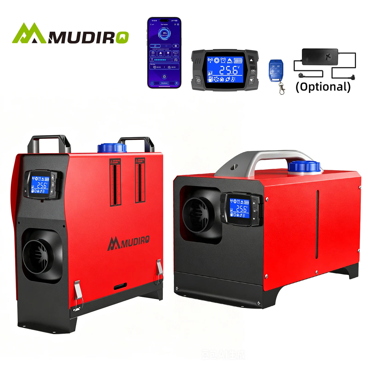 Calentador de aire diésel 8KW 12V/24V/240V con adaptador, panel LCD, aplicación y control remoto