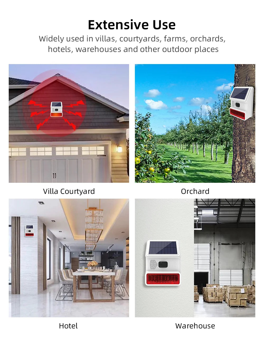 Powered Strobe Sound Flash Waterproof Wireless Outdoor Solar Siren Alarm Siren for 433MHz Wifi GSM Alarm System