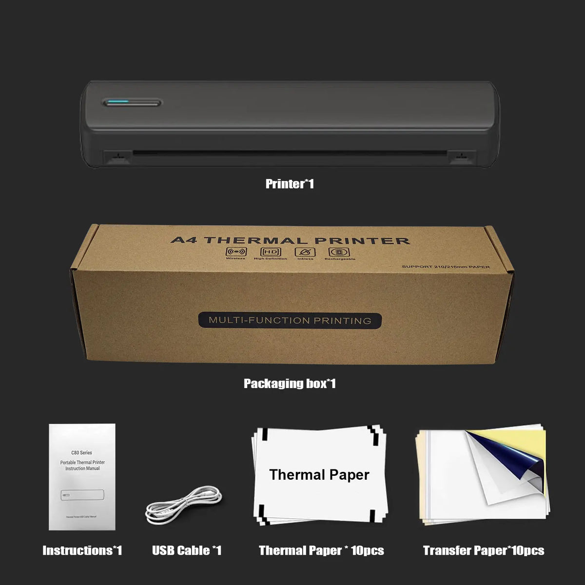 C80 Portable A4 Thermal Printer - Paper Bundles