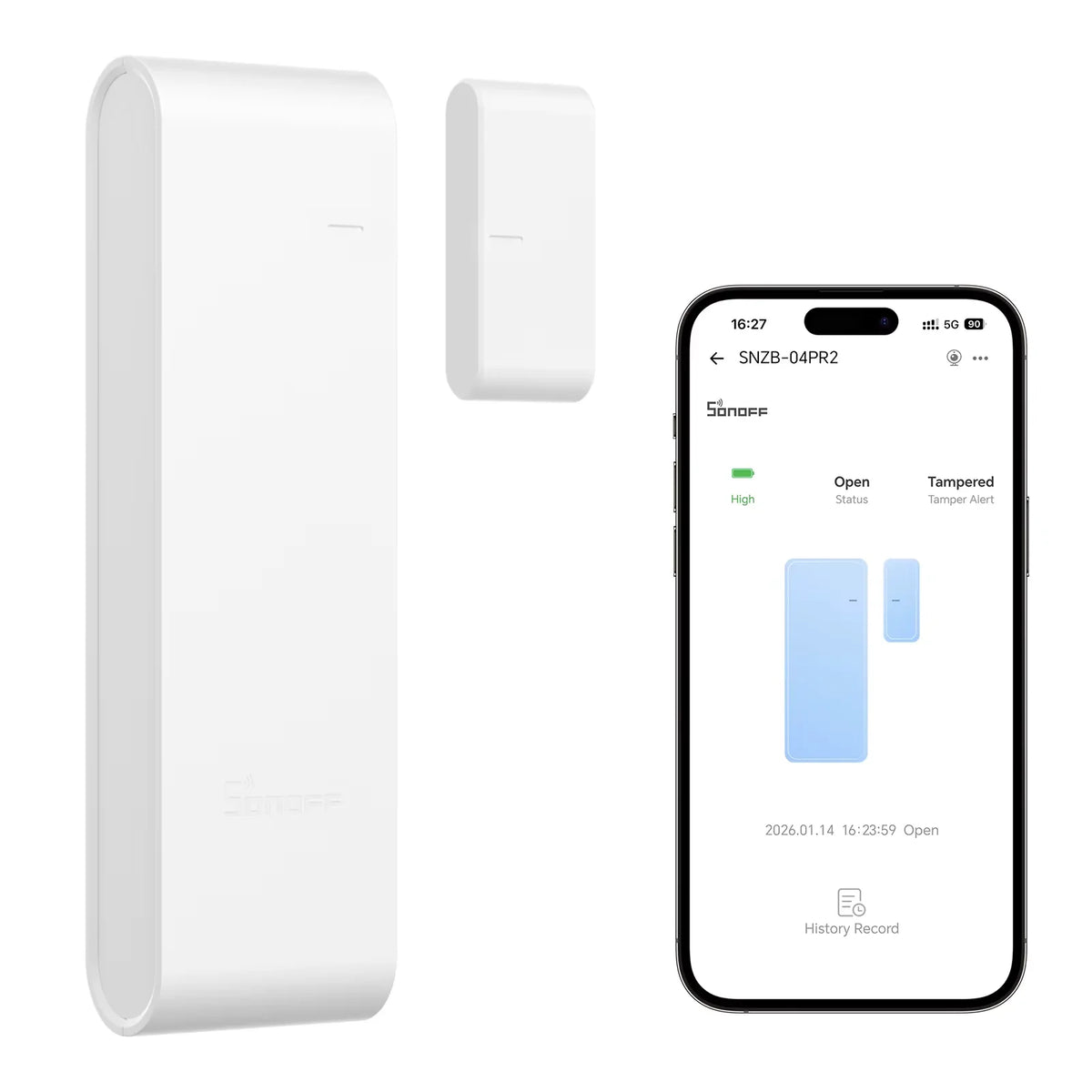 1pc SONOFF SNZB‑04PR2 Zigbee Door Window Contact Sensor, SenseGuard DW Gen2 Wireless Door Window Sensor for Home Security Alarm, Works with EWeLink, Requires Zigbee Gateway