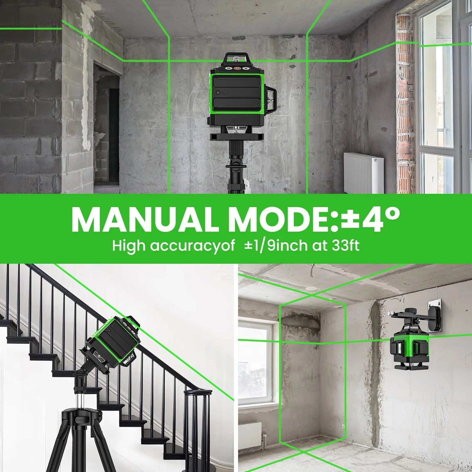 16 Lines 4D Laser Level green line SelfLeveling 360 Horizontal & Vertical power Laser level Professional Construction Tools