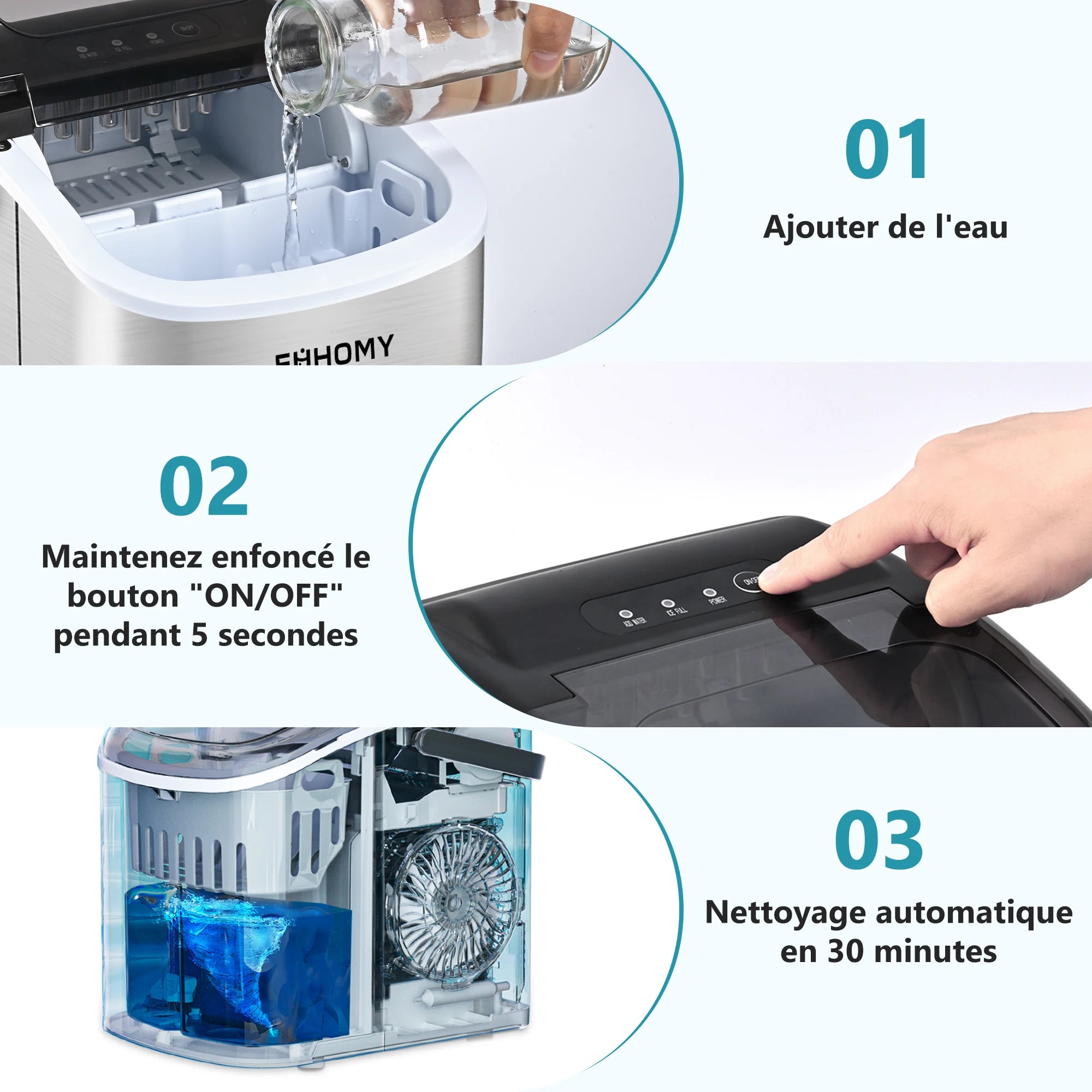 Portable Ice Maker, 9 Cubes in 6–12 Minutes, Black
