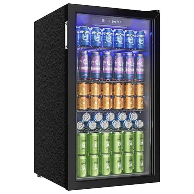 90L Drinks Refrigerator with Glass Door, 126 Can Storage