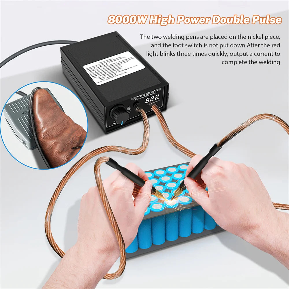 8000W Handheld Spot Welder for 18650 Battery Packs