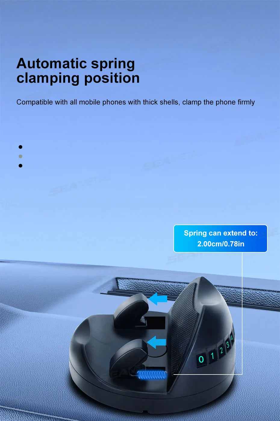 Car Dashboard Phone Holder with Rotatable Base and Anti-Slip Design