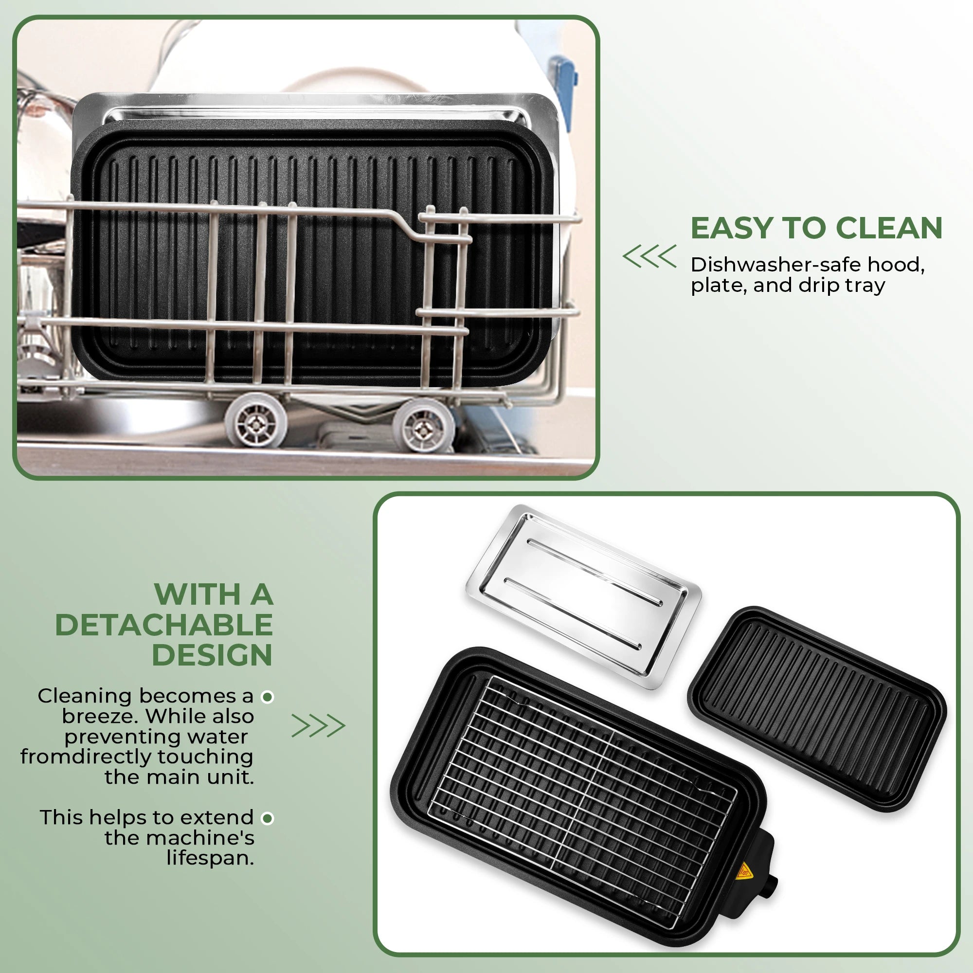 1700W 2-in-1 Smokeless Electric Indoor Grill, Removable Non-Stick Plates Adjustable Temp 120V US Plug for Home Party
