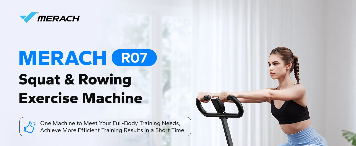 2-in-1 Squat and Rowing Machine Foldable Home Gym Trainer