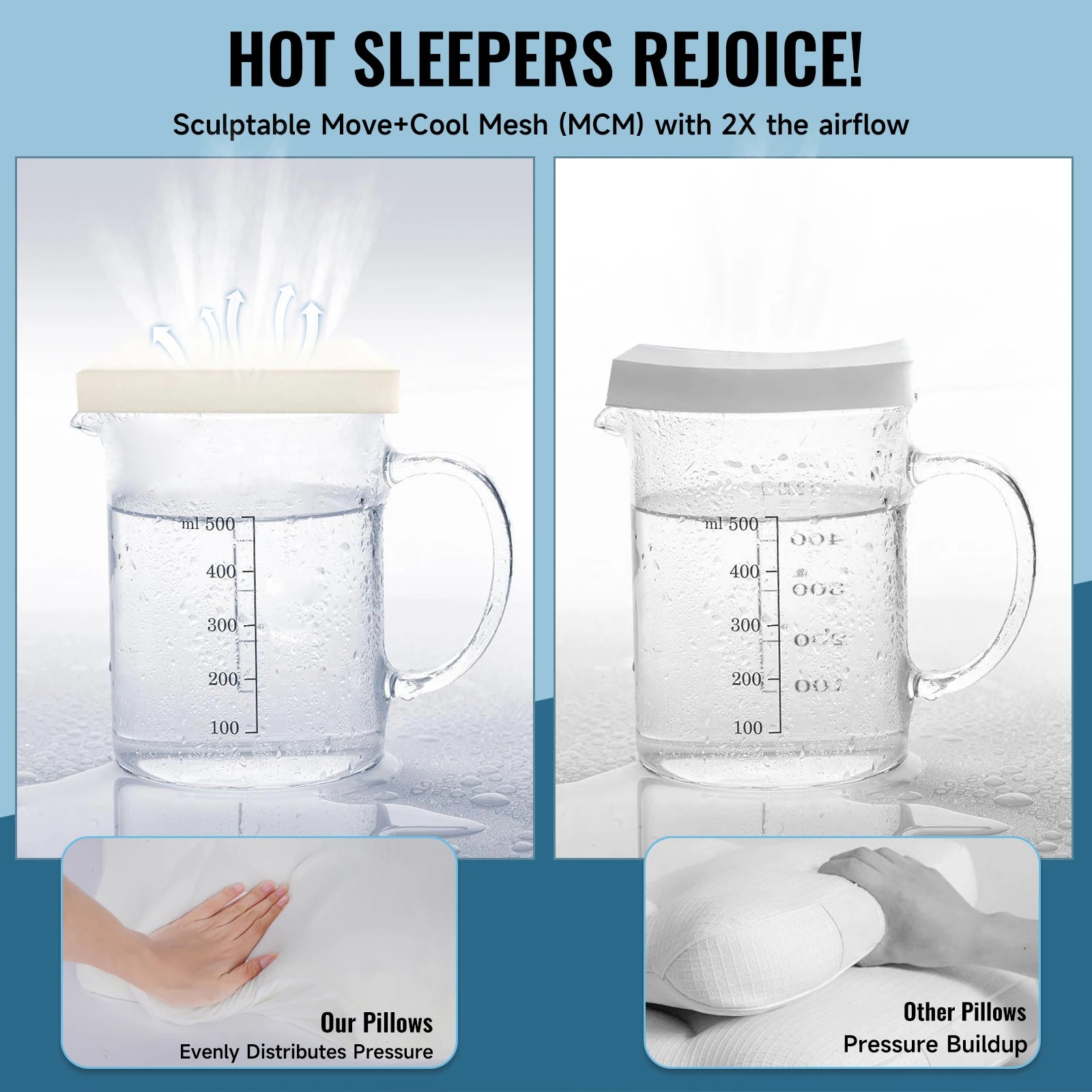 Memory Foam Nackkudde med Kylande Andningsbart Överdrag