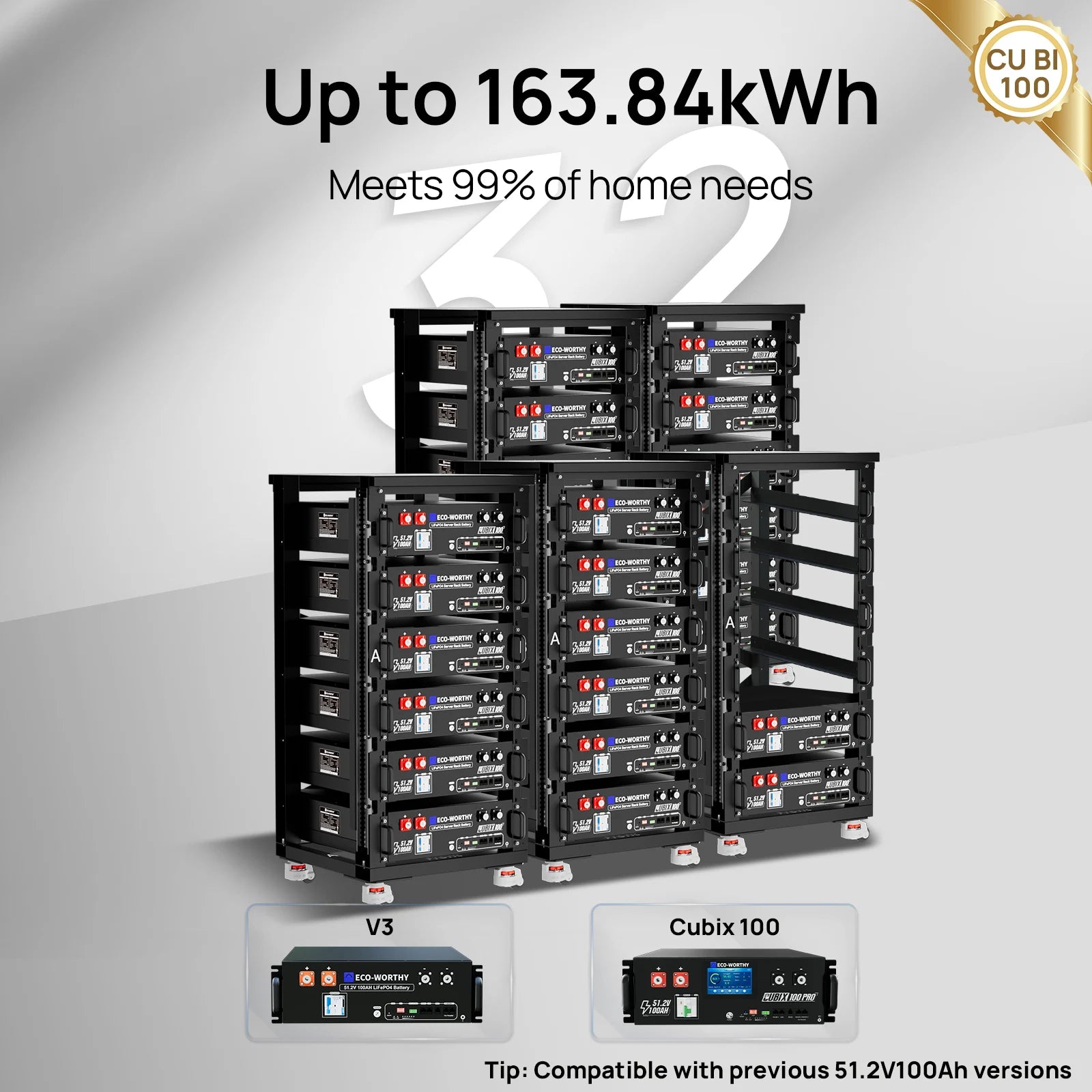 5.12kWh 48V 100Ah LiFePO4 Battery with 6kW Off-Grid Inverter