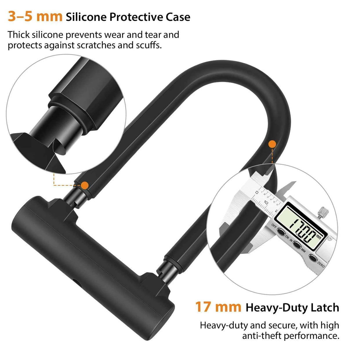 High-Strength U-Lock Set with 1.2 m Steel Cable