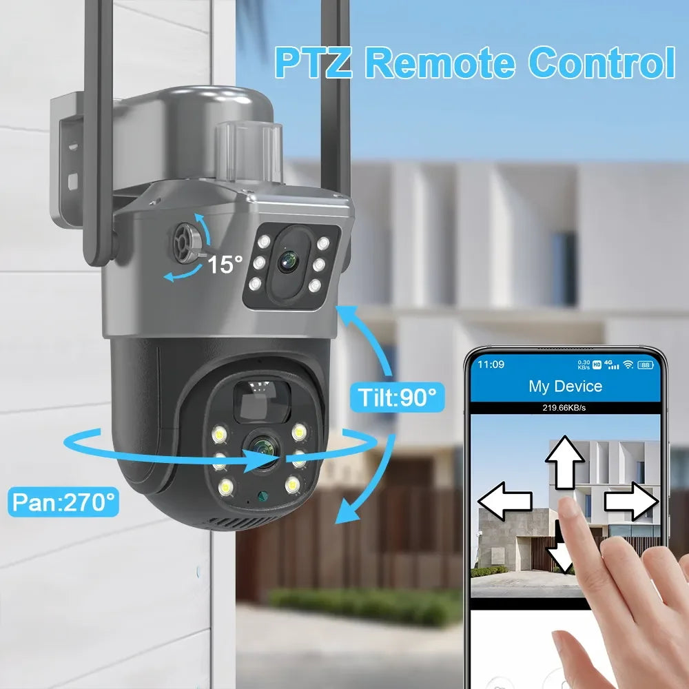 4K 8MP Dual Screen Solar Outdoor Wireless WiFi PTZ Security Camera