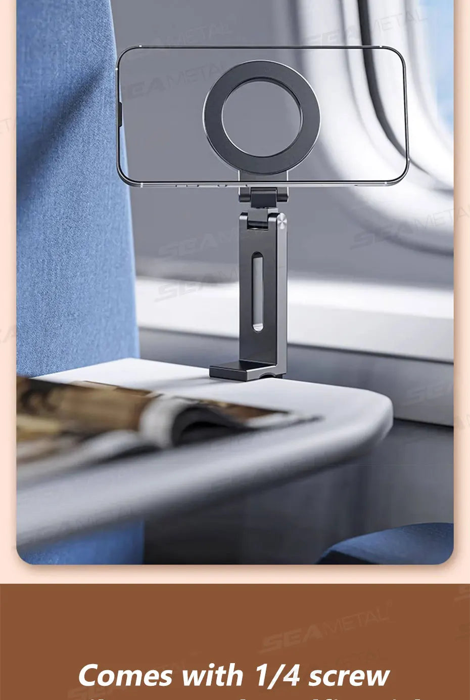 SEAMETAL Portable Magnetic Phone Mount N52 Strong Magnet Tiny Phone Holder for Traveling 360-Degree Rotation Stable Phone Stand