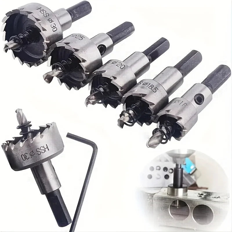 Five-Piece HSS Hole Saw Set - 16 to 30 mm