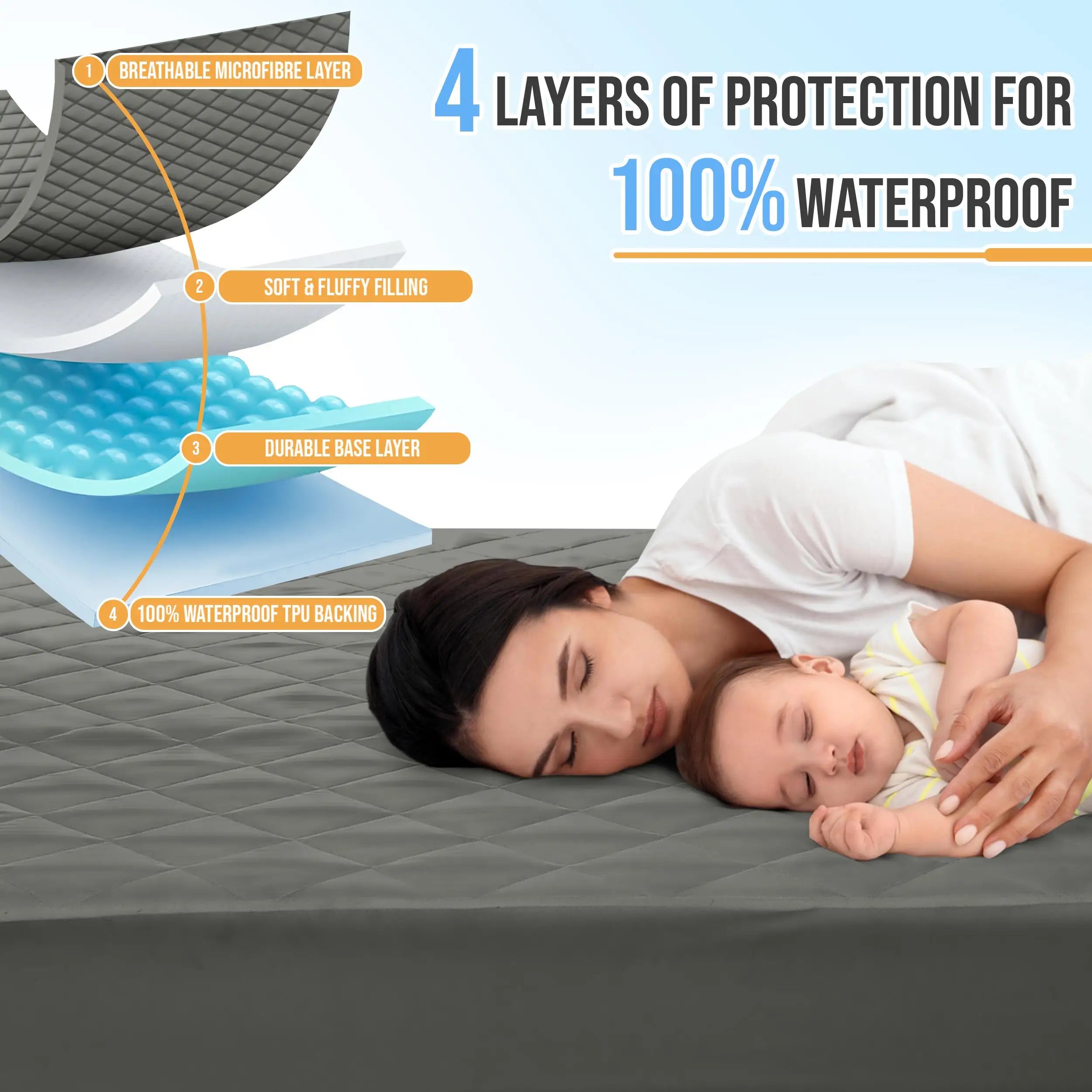 Quilted Mattress Pad with Deep Pocket Fit and Noiseless Comfort