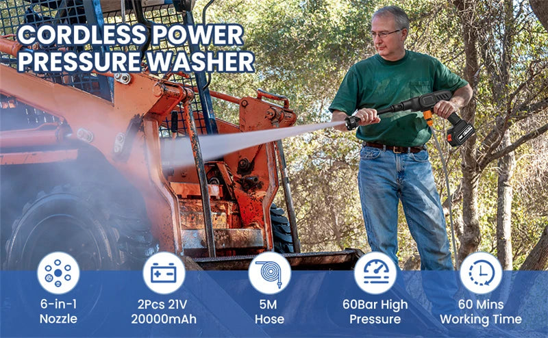 6 v 1 vysokotlakový čistič 60Bar s batériou 20000mAh