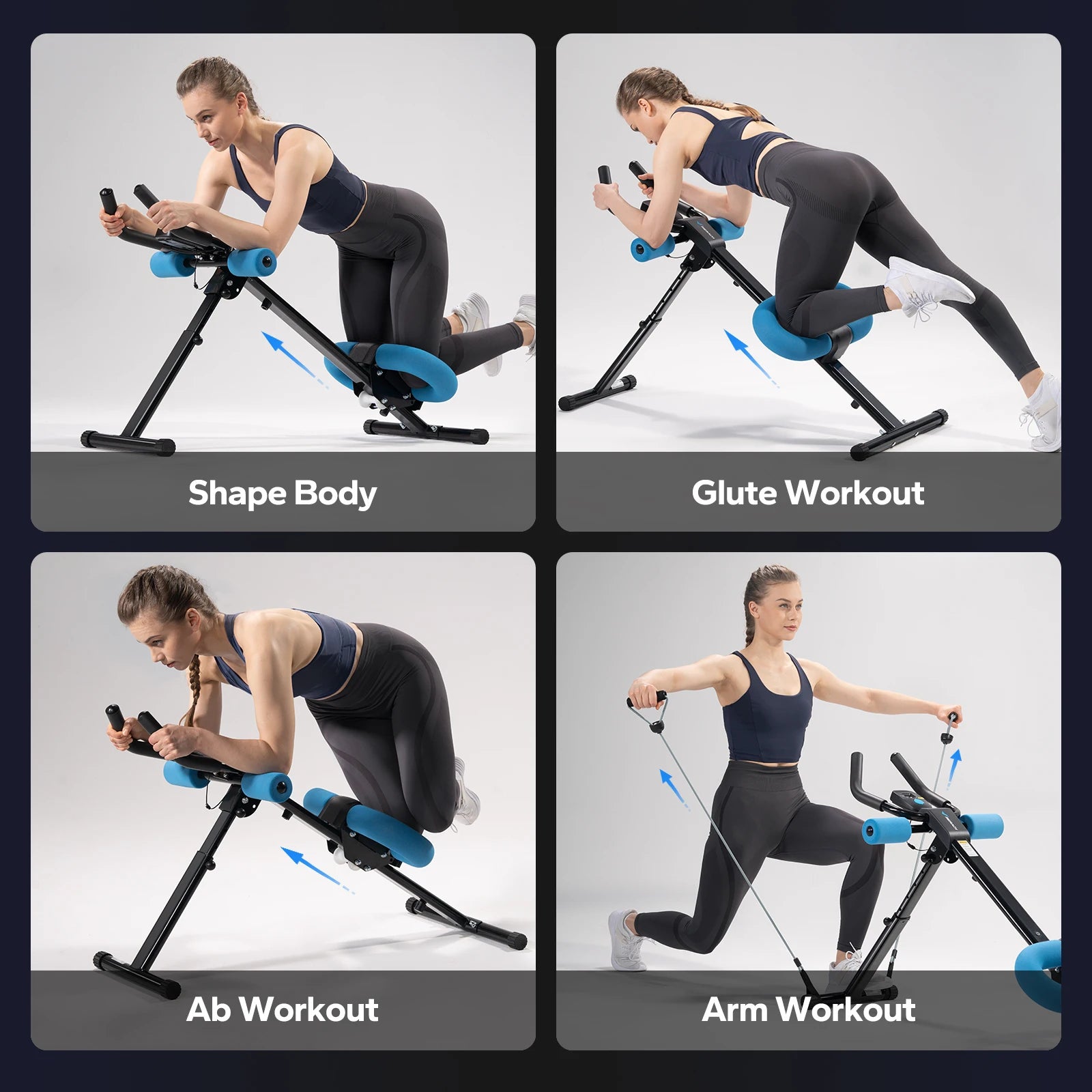 Adjustable Ab Trainer Machine Foldable Core Workout with LCD Monitor
