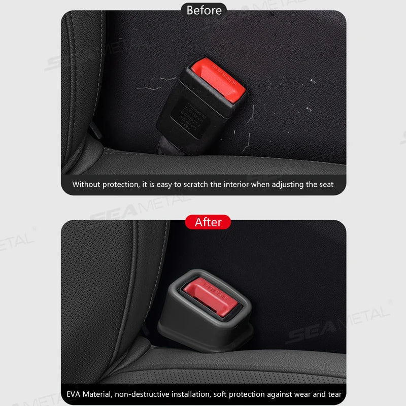SEAMETAL 2Pcs Seat Belt Buckle Holder for Car Seatbelt Buckle Fastener Anti-Scratch Full-Wrapped Car Seatbelt Protection Cover