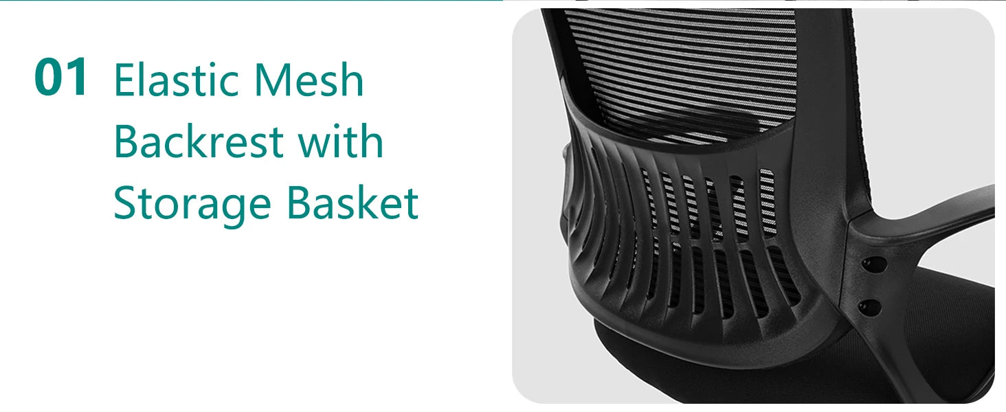 Ergonomic Office Chair No Wheels with Mesh Lumbar Support