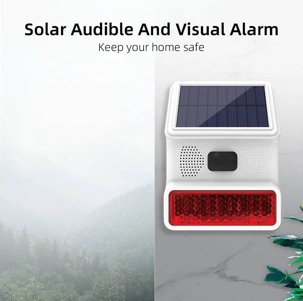 Powered Strobe Sound Flash Waterproof Wireless Outdoor Solar Siren Alarm Siren for 433MHz Wifi GSM Alarm System