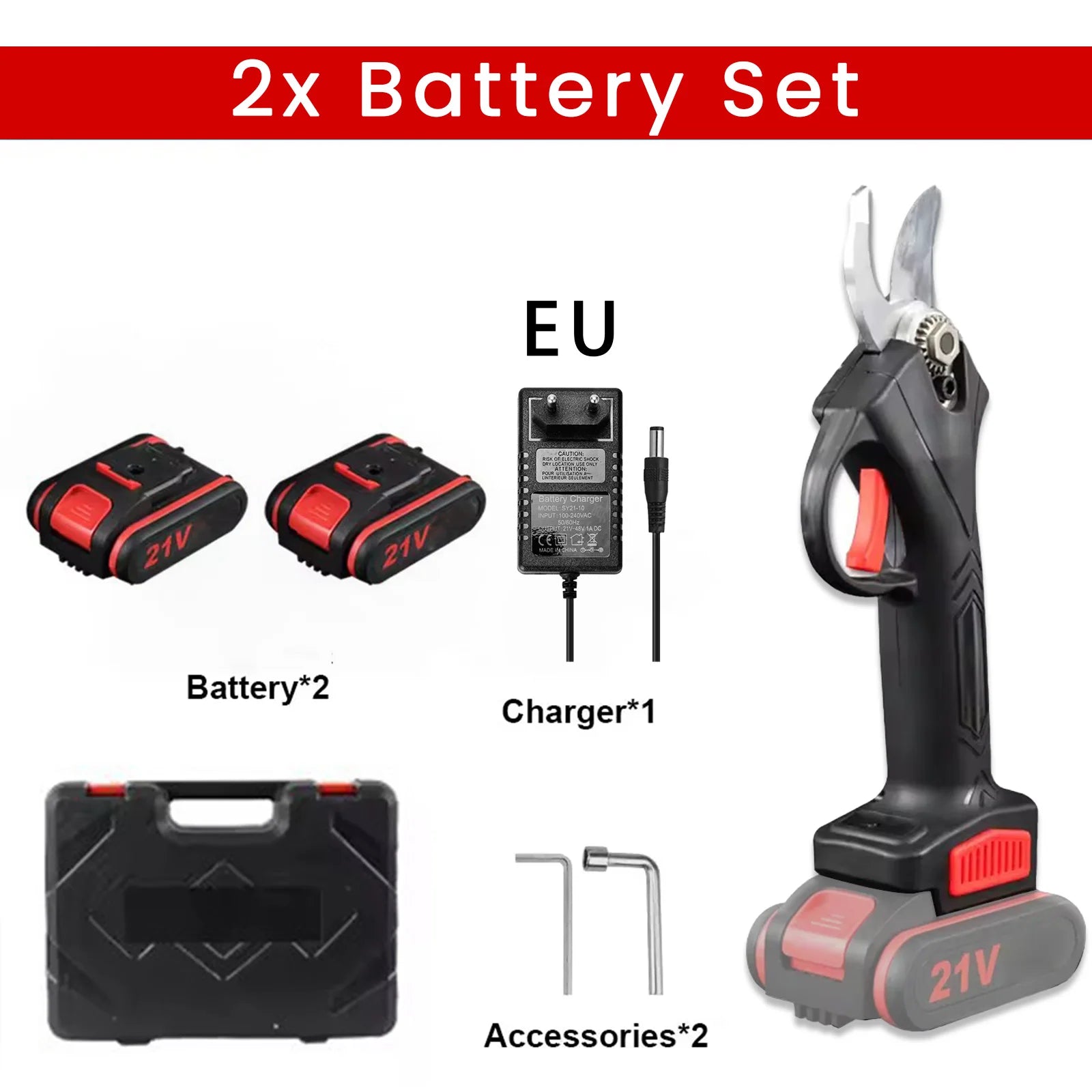 1200W 25mm Cordless Electric Pruner With 21V Batteries